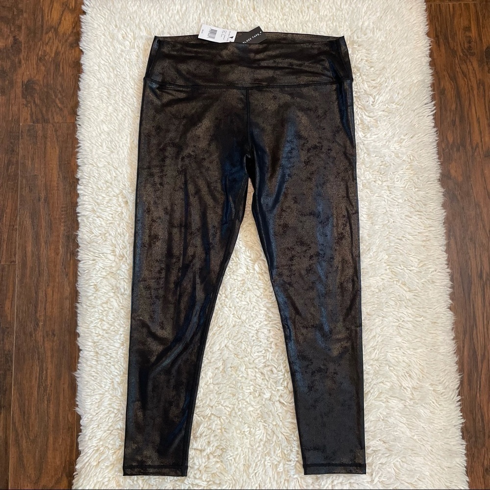 Black Tape Pants Womens Plus Size 1X Black Faux Leather Skinny Leggings NWT